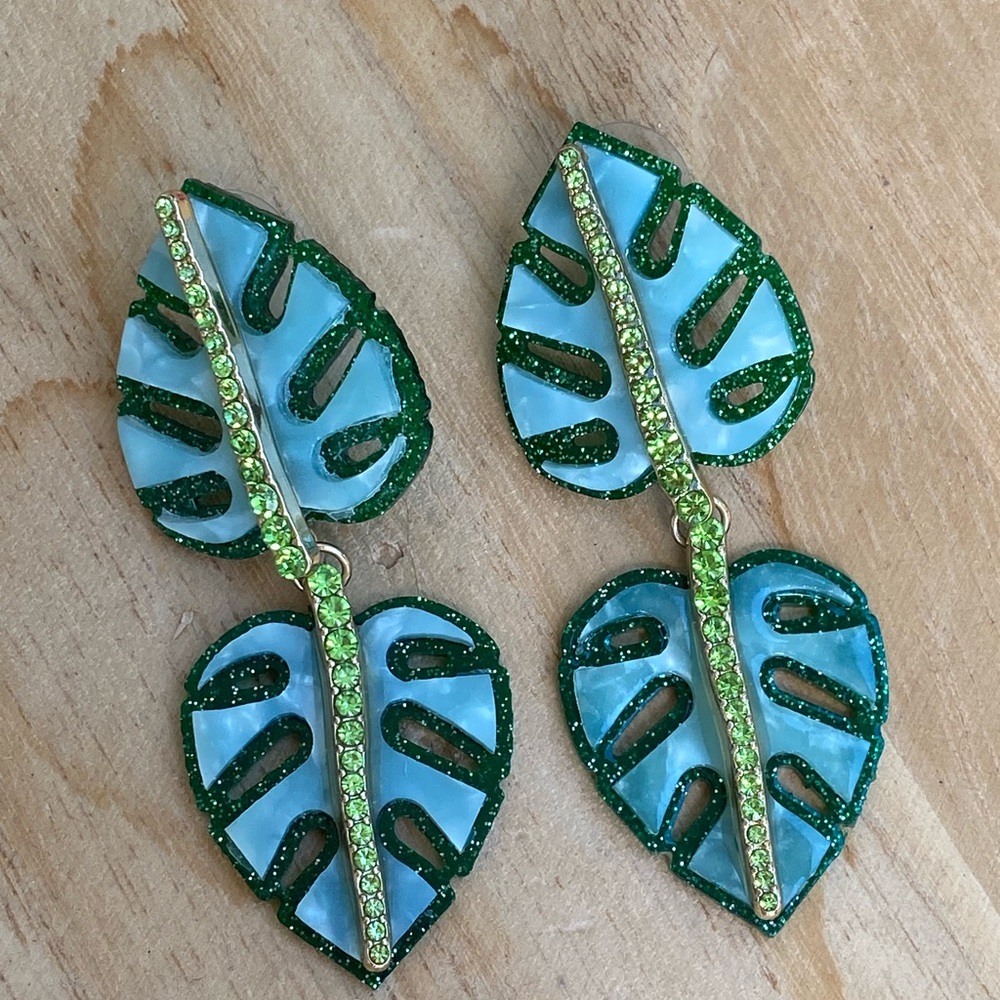 Tropical Leaf Drop Earrings